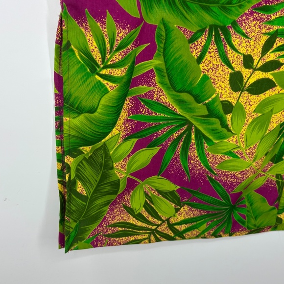 Sag Harbor Womens Size 14 Maxi Dress Magenta Green Yellow Hawaiian Floral V-Neck - Picture 7 of 11